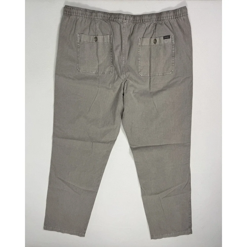 Eddie Bauer Mens 2XL Hemp Blend Drawstring Pants Gray Straight Leg Outdoor Chino